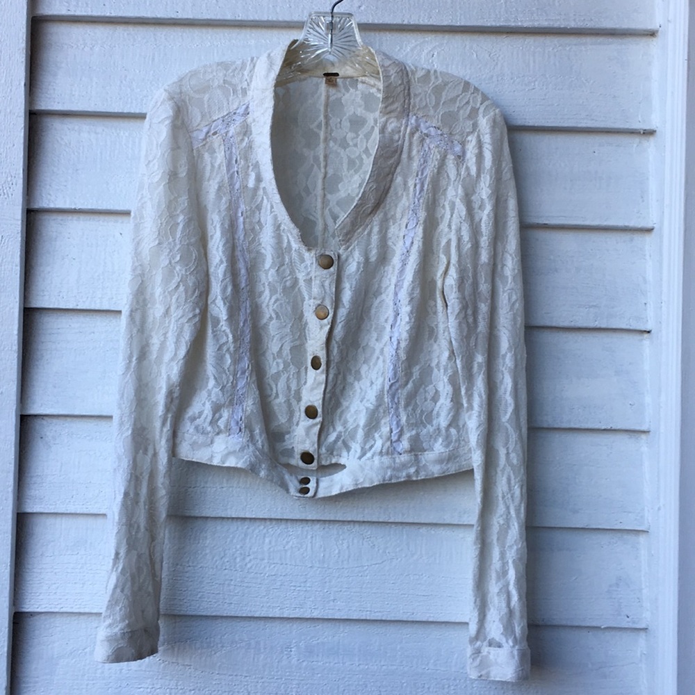 Free People Cropped Lace Jacket